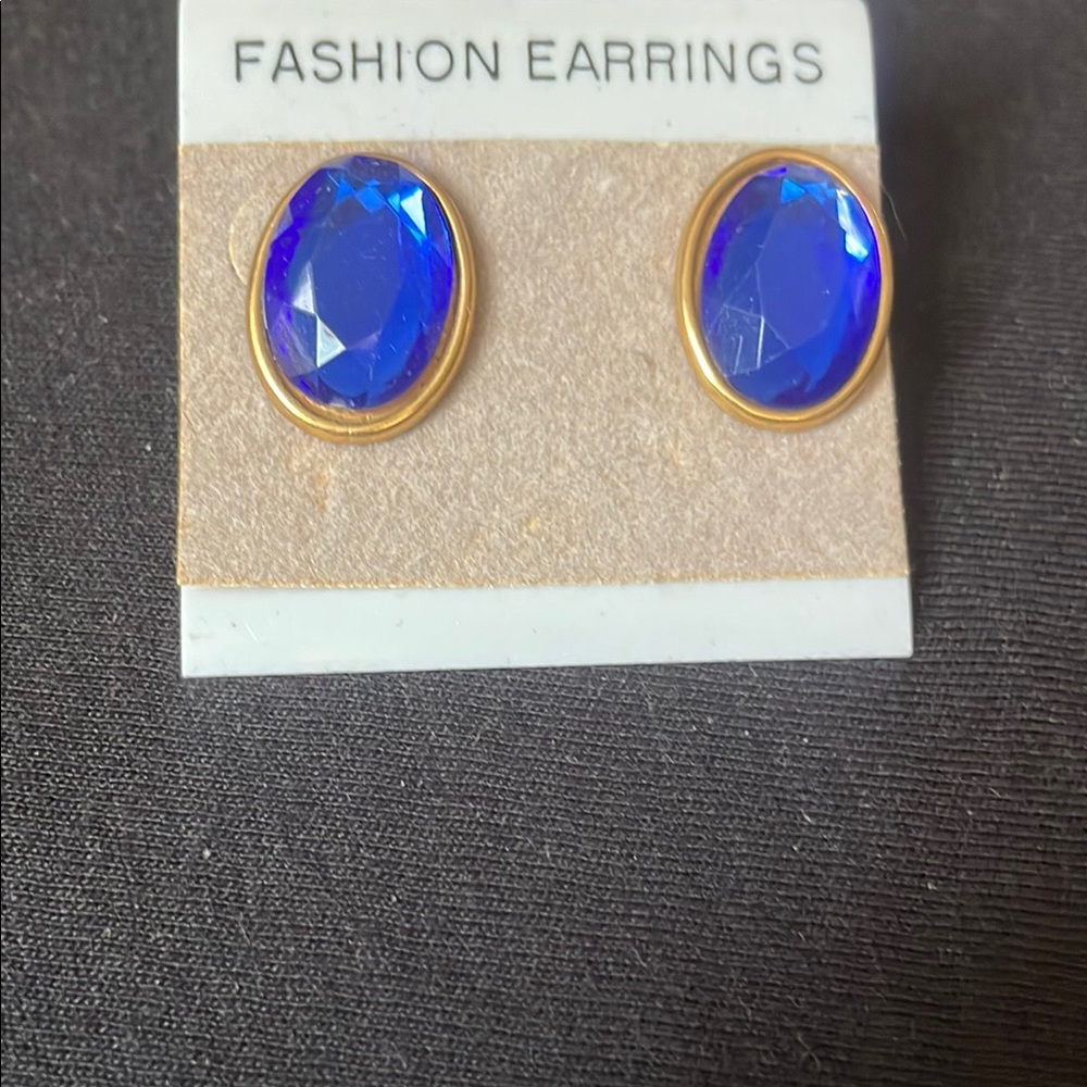 Gold and Blue Fashion Earrings
